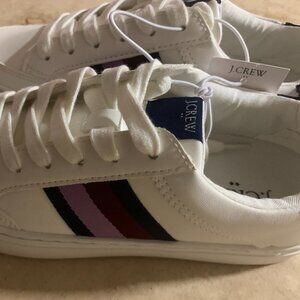 J.Crew Factory Road Trip Sneakers with Stripes - Navy & Lilac Berry